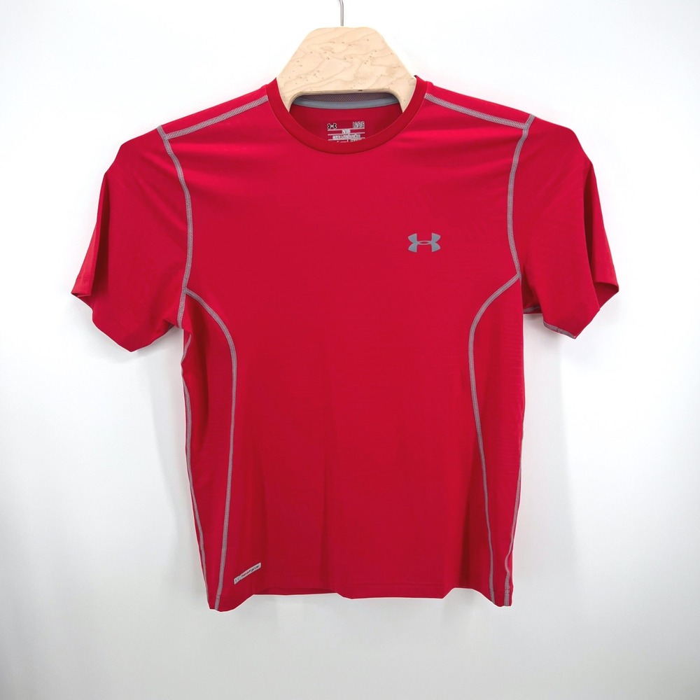 Under Armour HeatGear Shirt Mens Large Red Fitted Athletic Short Sleeve Tee L